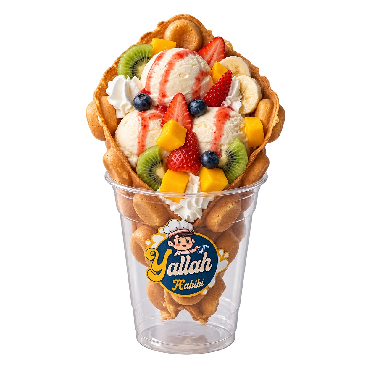 Mix Fruit Bubble Waffle